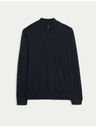 Marks & Spencer Pullover mit kurzem Reißverschluss aus reiner, extra feiner Merinowolle von Marks & Spencer marineblau