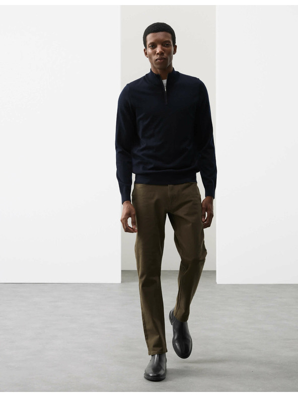 Marks & Spencer Pullover mit kurzem Reißverschluss aus reiner, extra feiner Merinowolle von Marks & Spencer marineblau