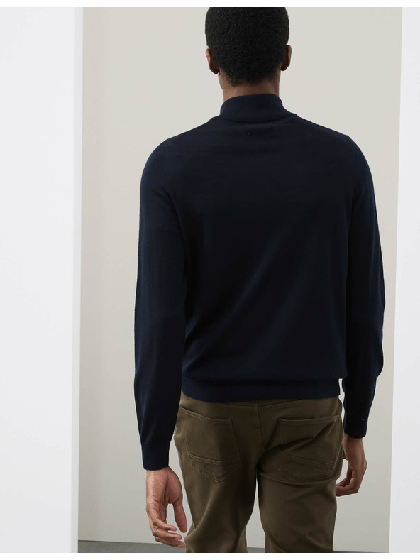 Marks & Spencer Pullover mit kurzem Reißverschluss aus reiner, extra feiner Merinowolle von Marks & Spencer marineblau