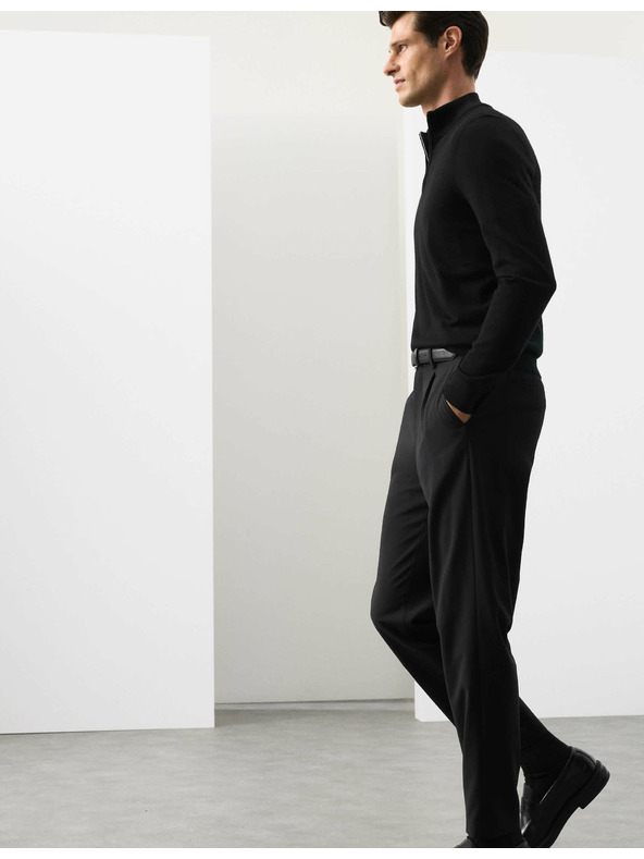 Marks & Spencer Pullover mit kurzem Reißverschluss aus reiner, extra feiner Merinowolle von Marks & Spencer schwarz