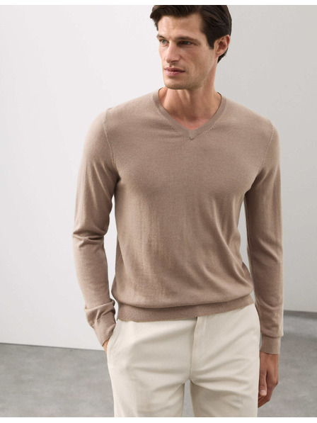 Marks & Spencer V-Ausschnitt Pullover aus reiner, besonders feiner Merinowolle von Marks & Spencer braun