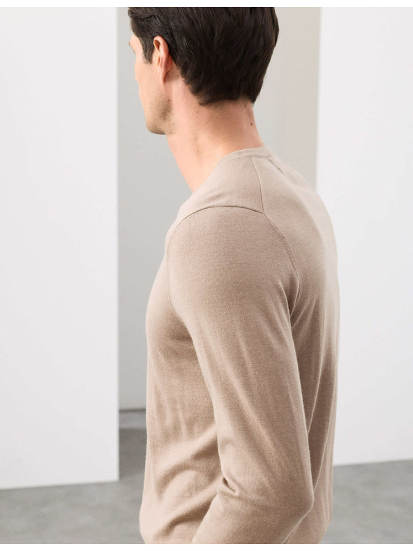 Marks & Spencer V-Ausschnitt Pullover aus reiner, besonders feiner Merinowolle von Marks & Spencer braun
