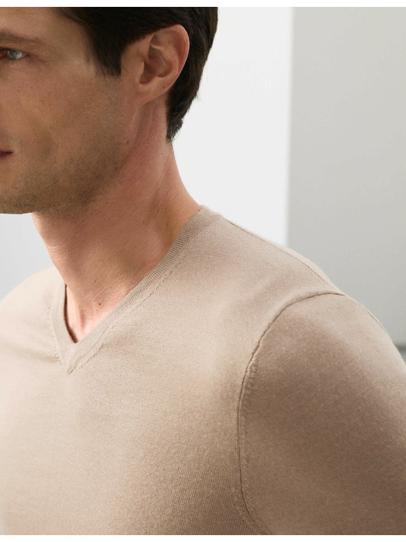Marks & Spencer V-Ausschnitt Pullover aus reiner, besonders feiner Merinowolle von Marks & Spencer braun