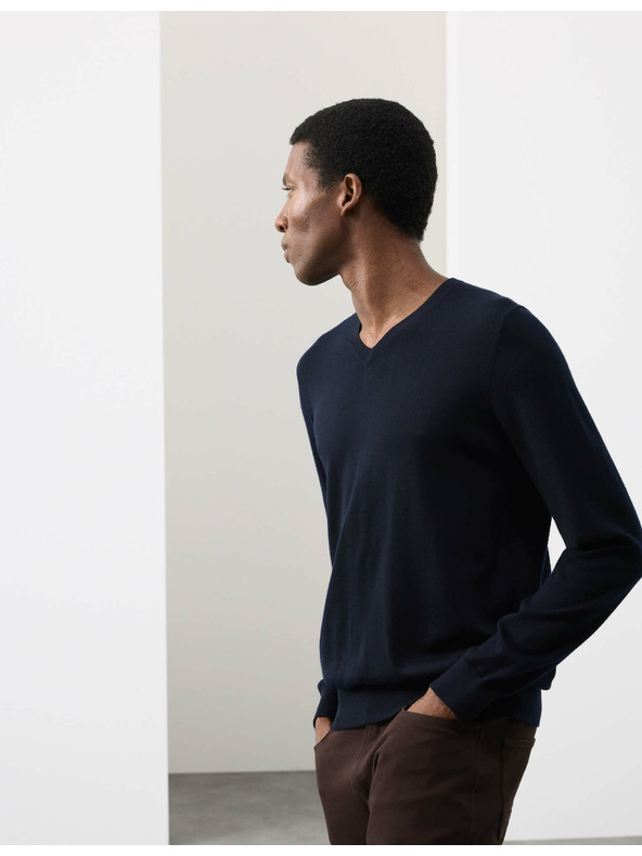 Marks & Spencer V-Ausschnitt Pullover aus reiner, besonders feiner Merinowolle von Marks & Spencer marineblau