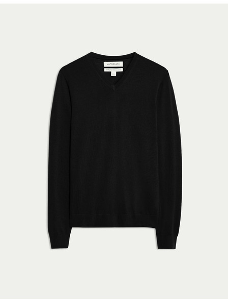 Marks & Spencer V-Ausschnitt Pullover aus reiner, besonders feiner Merinowolle von Marks & Spencer schwarz