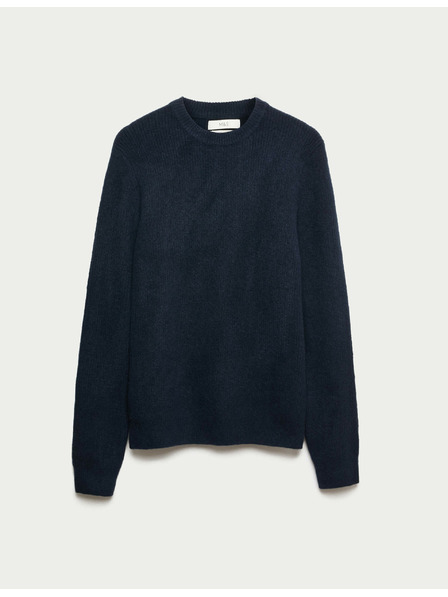 Marks & Spencer Gerippter Pullover mit Rundhals, aus extrem weicher Wollmischung Marks & Spencer navy