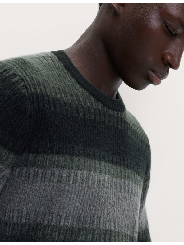 Marks & Spencer Super weicher gestreifter Pullover mit Rundhalsausschnitt und Wolle Marks & Spencer grün