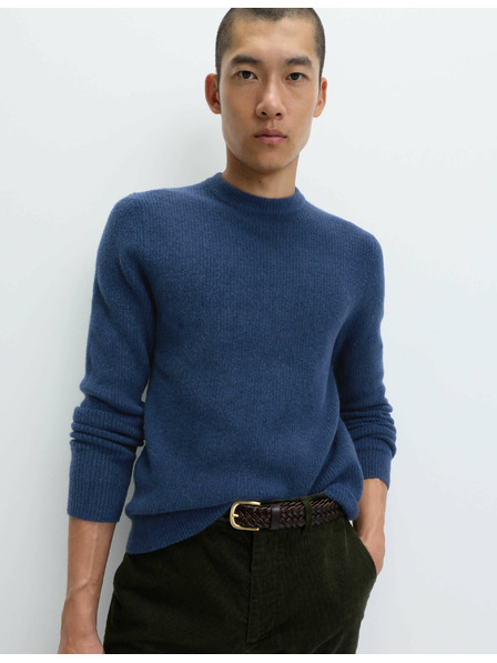 Marks & Spencer Gerippter Pullover mit Rundhals, aus extrem weicher Wollmischung Marks & Spencer navy