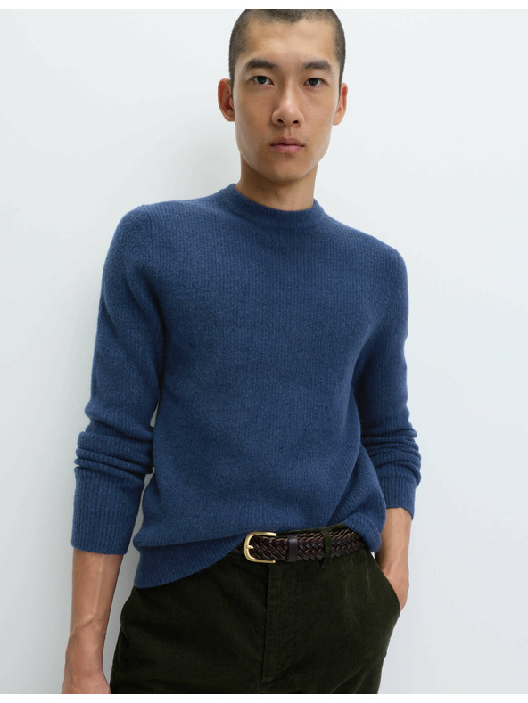 Marks & Spencer Gerippter Pullover mit Rundhals, aus extrem weicher Wollmischung Marks & Spencer navy