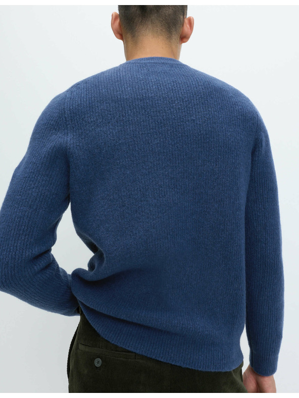 Marks & Spencer Gerippter Pullover mit Rundhals, aus extrem weicher Wollmischung Marks & Spencer navy