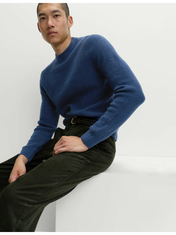 Marks & Spencer Gerippter Pullover mit Rundhals, aus extrem weicher Wollmischung Marks & Spencer navy