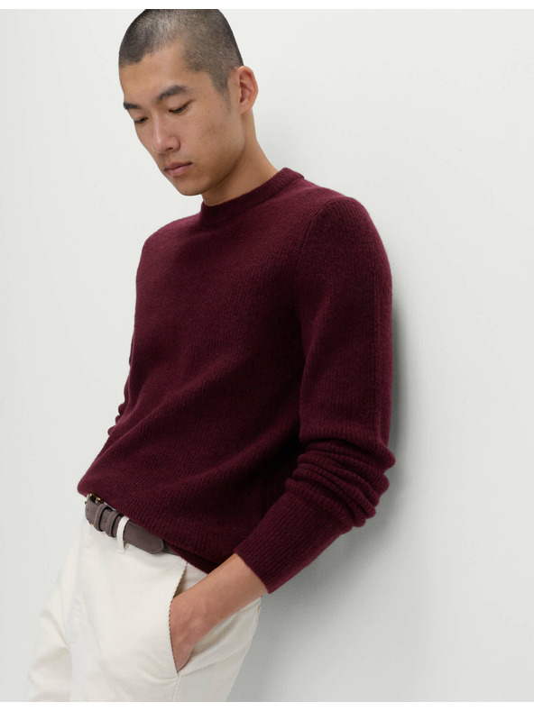 Marks & Spencer Gerippter Pullover mit Rundhals, aus extrem weicher Wollmischung Marks & Spencer rot