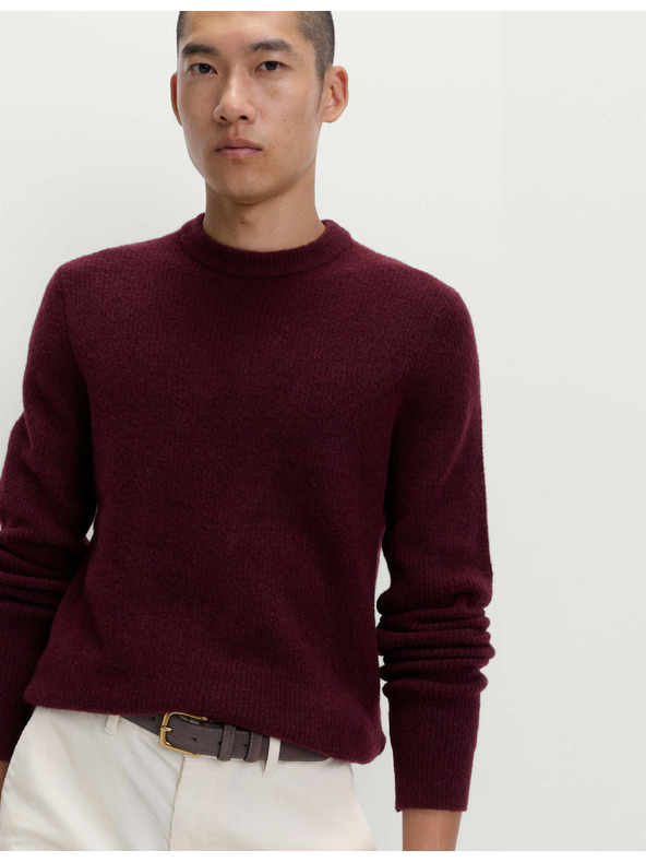 Marks & Spencer Gerippter Pullover mit Rundhals, aus extrem weicher Wollmischung Marks & Spencer rot