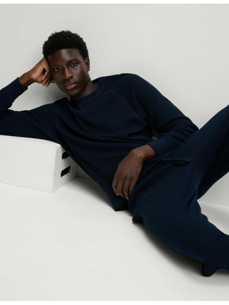 Marks & Spencer Loungesweatshirt aus reiner Baumwolle mit Waffeltextur von Marks & Spencer in marineblau