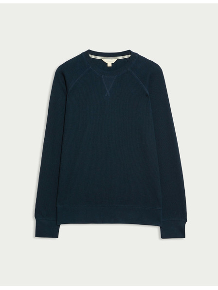 Marks & Spencer Loungesweatshirt aus reiner Baumwolle mit Waffeltextur von Marks & Spencer in marineblau