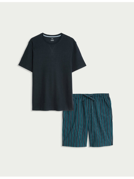 Marks & Spencer Pyjama-Garnitur aus reiner Baumwolle mit Waffeltextur von Marks & Spencer in marineblau