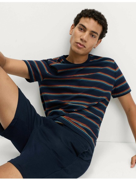 Marks & Spencer Pyjama-Garnitur mit Regenbogenstreifen aus reiner Baumwolle von Marks & Spencer in marineblau