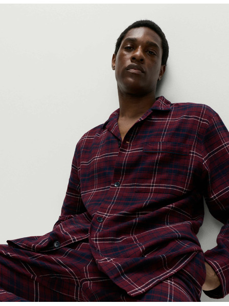 Marks & Spencer Karierte Pyjama-Garnitur aus gebürsteter Baumwolle von Marks & Spencer in rot