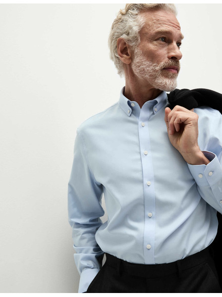 Marks & Spencer Hemd aus reiner Baumwolle im klassischen Schnitt mit bügelleichter Ausrüstung von Marks & Spencer, blau