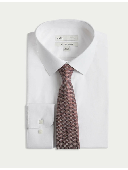 Marks & Spencer Slim-Fit-Hemd und Krawatte, bügelleicht von Marks & Spencer, weiß