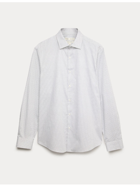 Marks & Spencer Hemd mit Muster im normalen Schnitt aus reiner Baumwolle von Marks & Spencer, weiß