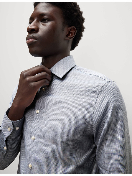 Marks & Spencer Luxus-Slim-Fit-Hemd aus reiner Baumwolle mit Textur von Marks & Spencer, blau