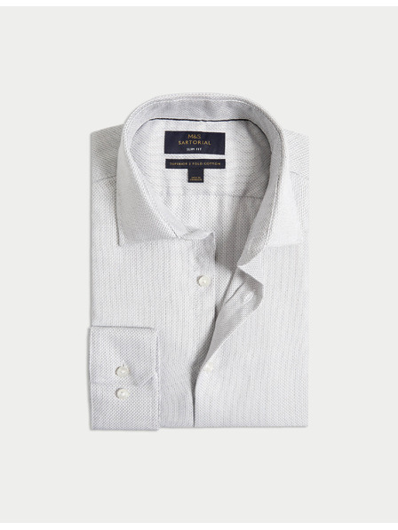 Marks & Spencer Luxus-Slim-Fit-Hemd aus reiner Baumwolle mit Textur von Marks & Spencer, grau