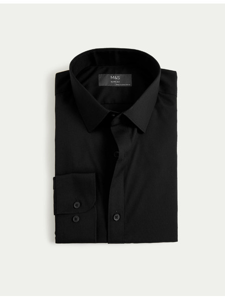 Marks & Spencer Slim-Fit-Hemd, bügelleicht von Marks & Spencer, schwarz