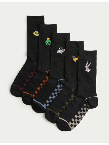 Marks & Spencer Cool & Fresh™ Looney Tunes™ Socken mit hohem Baumwollanteil, 5er-Pack von Marks & Spencer, schwarz