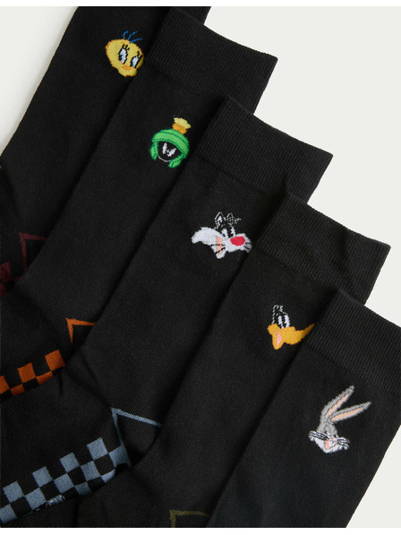 Marks & Spencer Cool & Fresh™ Looney Tunes™ Socken mit hohem Baumwollanteil, 5er-Pack von Marks & Spencer, schwarz