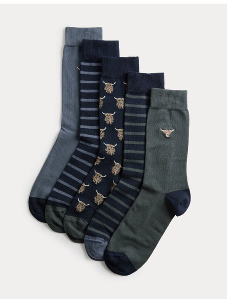 Marks & Spencer 5er-Pack Cool Fresh™ Highland Cow Rich Cow Socken von Marks & Spencer, blau