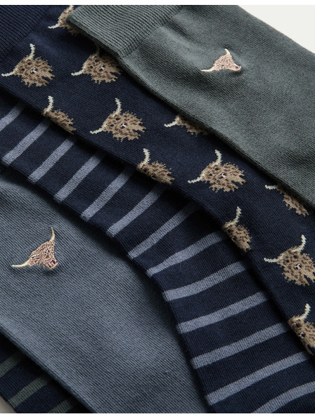 Marks & Spencer 5er-Pack Cool Fresh™ Highland Cow Rich Cow Socken von Marks & Spencer, blau