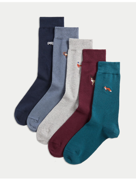 Marks & Spencer 5er-Pack Cool & Fresh™ Woodland Socken mit hohem Baumwollanteil von Marks & Spencer, mehrfarbig