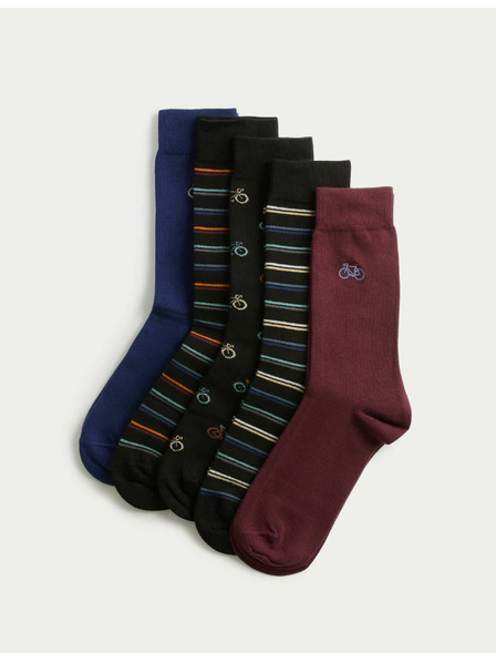 Marks & Spencer 5er-Pack Cool & Fresh™ Socken mit hohem Baumwollanteil und Fahrradmotiv von Marks & Spencer, schwarz