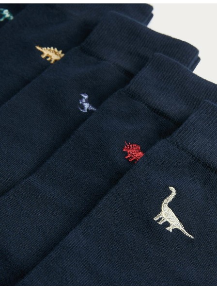 Marks & Spencer 5er-Pack Cool & Fresh™ Socken mit hohem Baumwollanteil und Dinosauriermotiv von Marks & Spencer, marineblau