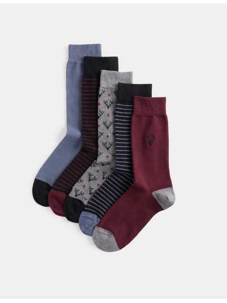 Marks & Spencer C and F Socken mit Hirschmotiv, mit hohem Baumwollanteil, 5er-Pack von Marks & Spencer, marineblau