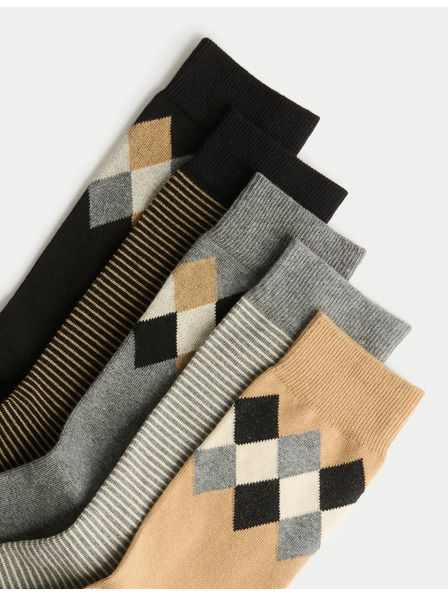 Marks & Spencer 5 Paar Cool and Fresh Argyle R Baumwollsocken von Marks & Spencer, beige