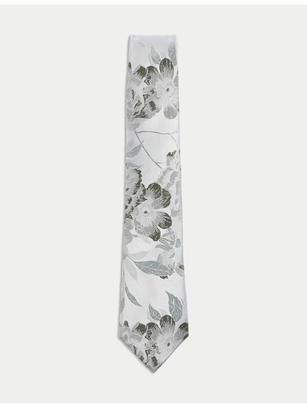 Marks & Spencer Floral 100% silk tie Marks & Spencer green