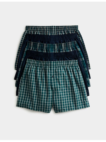 Marks & Spencer Gewebte Boxershorts mit StayNew™ Technologie aus reiner Baumwolle, 5er-Pack Marks & Spencer grün