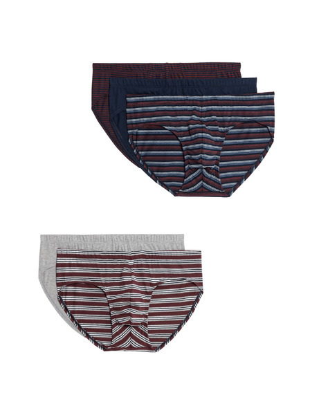 Marks & Spencer Gestreiftes Unterhemd aus reiner Baumwolle; Cool & Fresh™ Technologie; 5er-Pack Marks & Spencer rot