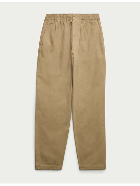 Marks & Spencer Hose mit Fischgrätmuster aus 100% Baumwolle von Marks & Spencer in Braun