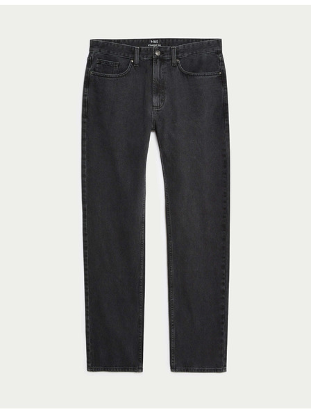 Marks & Spencer Glatte Jeans in geradem Schnitt aus reiner Baumwolle von Marks & Spencer grau