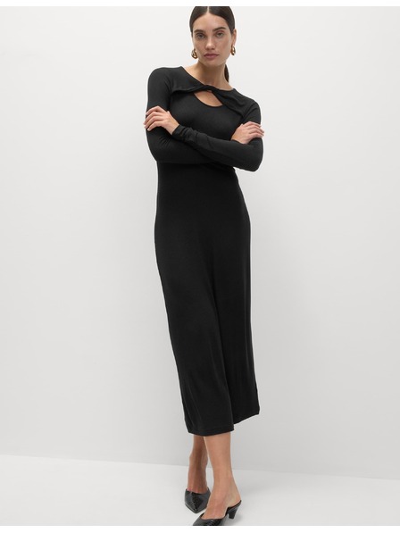 Marks & Spencer Jersey-Midi-Rippkleid in Säulenschnitt von Marks & Spencer schwarz