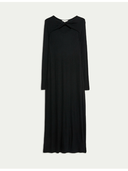 Marks & Spencer Jersey-Midi-Rippkleid in Säulenschnitt von Marks & Spencer schwarz
