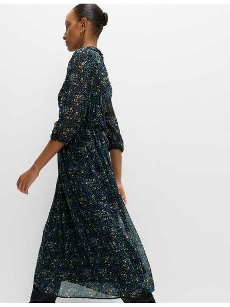 Marks & Spencer Blumenbedruckte geraffte Midaxi-Kleid mit betonter Taille von Marks & Spencer in Schwarz