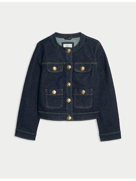 Marks & Spencer Durchgeknöpfte Jeansjacke ohne Kragen von Marks & Spencer in Marineblau