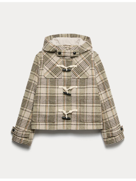 Marks & Spencer Karierter Wollmantel mit Kapuze von Marks & Spencer in Beige