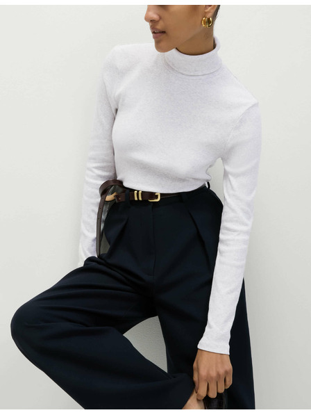 Marks & Spencer Gerippter Top mit hohem Kragen und hohem Baumwollanteil von Marks & Spencer creme