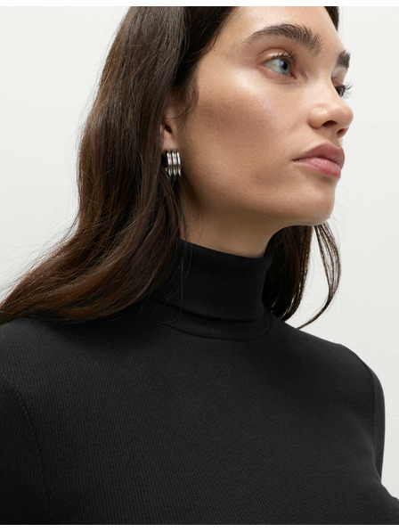 Marks & Spencer Gerippter Top mit hohem Kragen und hohem Baumwollanteil von Marks & Spencer schwarz