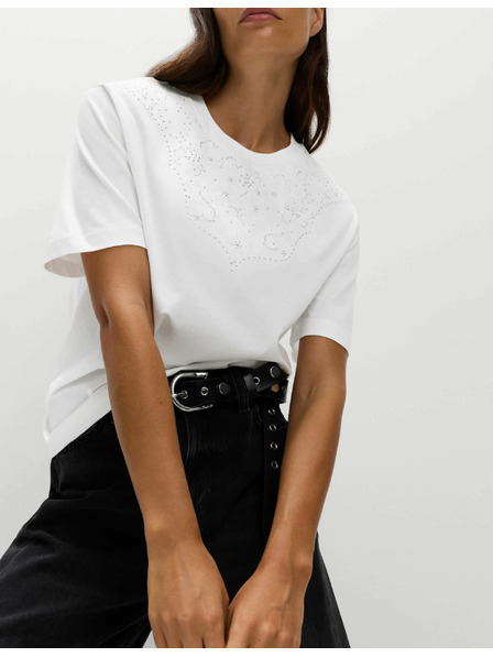 Marks & Spencer Verziertes Lucky T-Shirt aus reiner Baumwolle von Marks & Spencer in Weiß